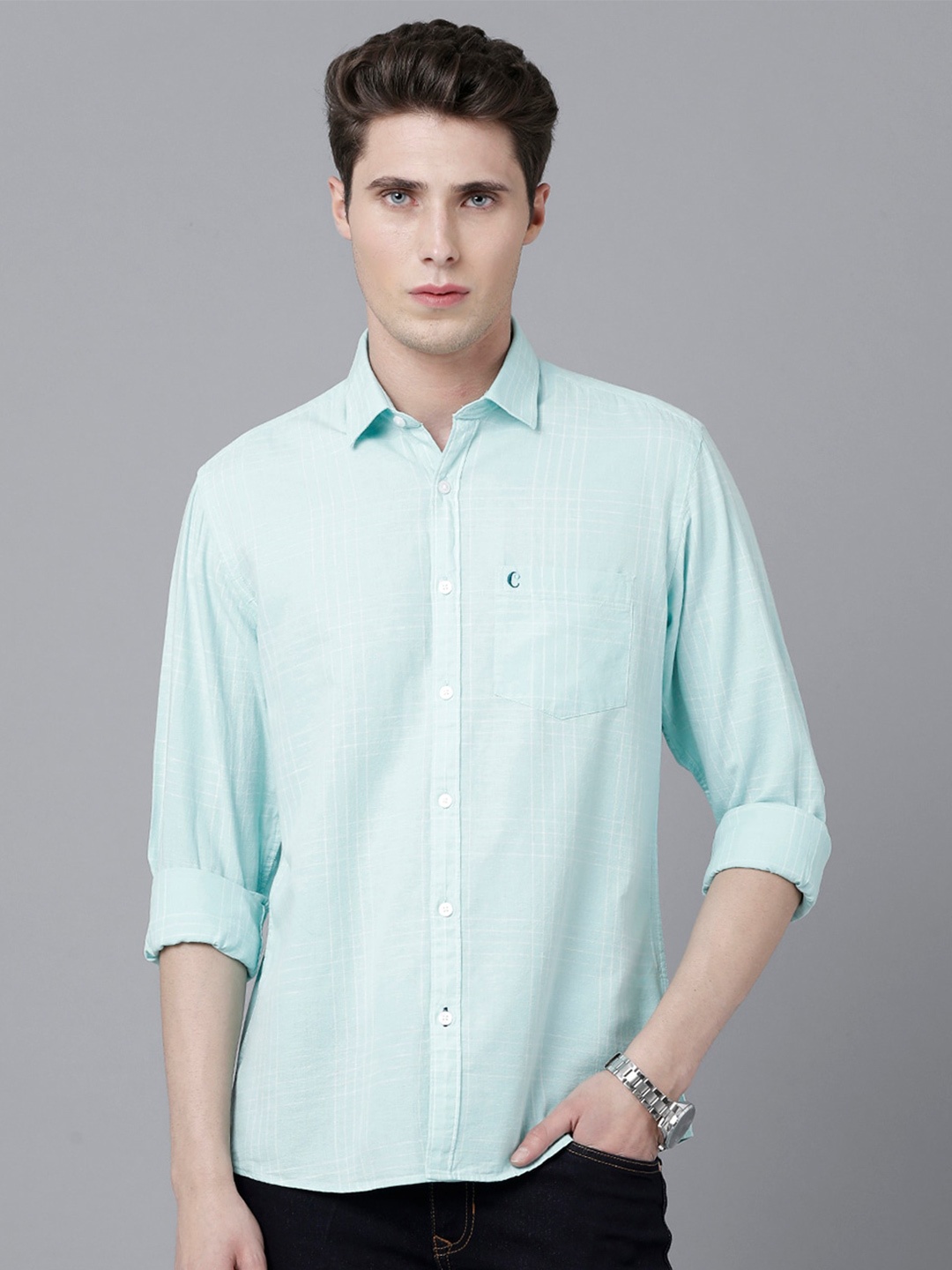 

CAVALLO by Linen Club Men Grid Tattersall Checked Casual Shirt, Green