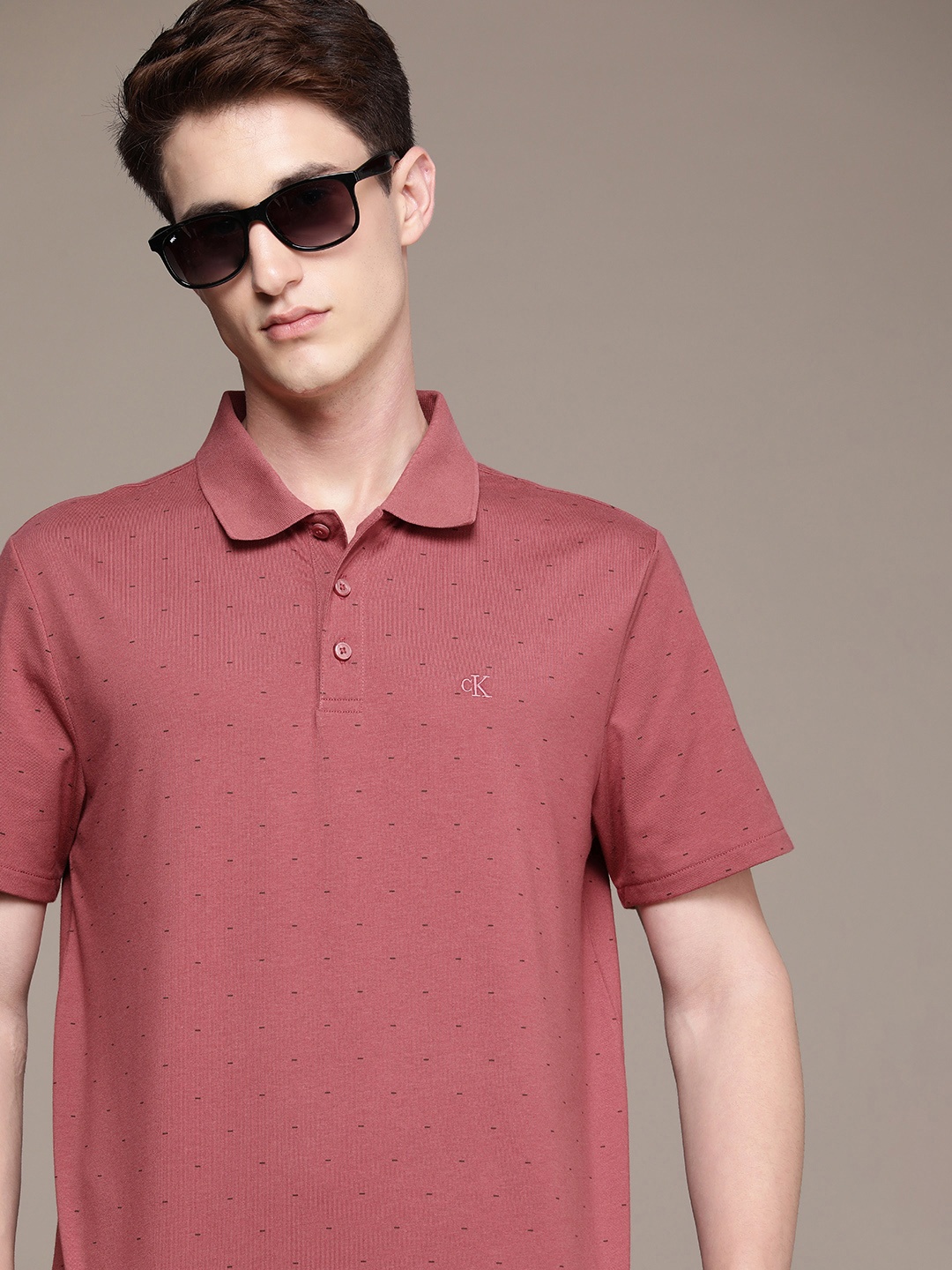

Calvin Klein Jeans Men Geometric Printed Polo Collar T-shirt, Mauve