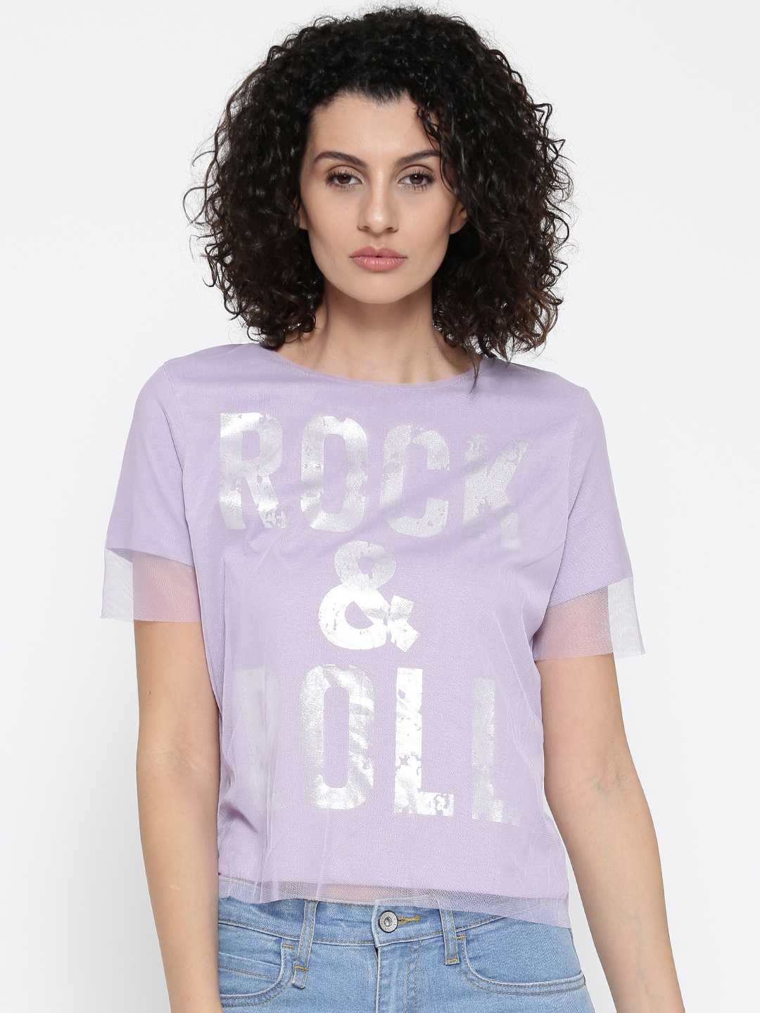 

ONLY Women Lavender Printed Layered Top