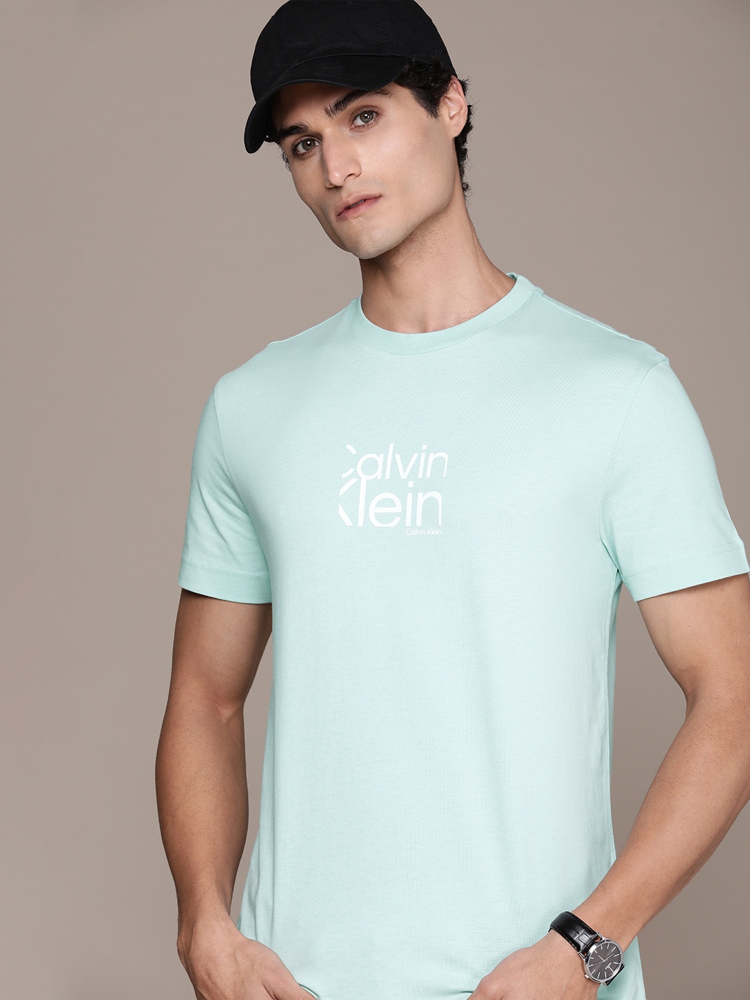

Calvin Klein Jeans Men Pure Cotton Brand Logo Printed T-shirt, Blue