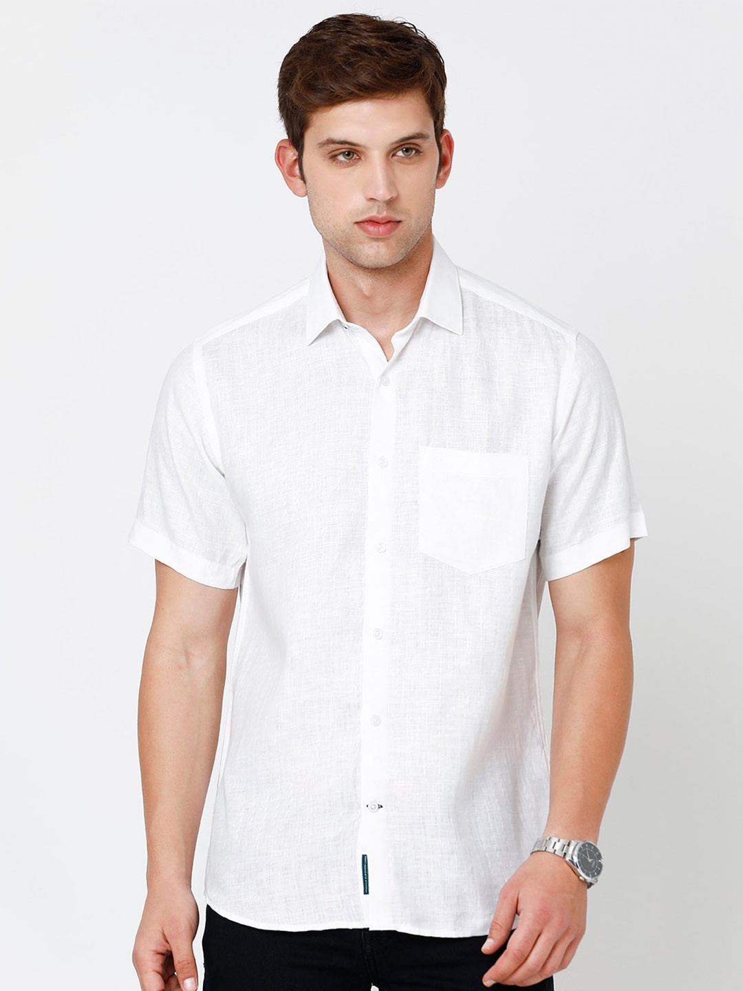 

Linen Club Men Regular Fit Sustainable Casual Shirt, White