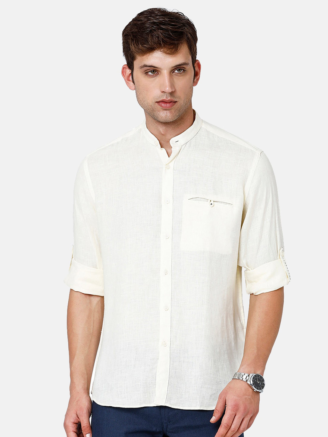 

Linen Club Men Regular Fit Sustainable Casual Shirt, Yellow
