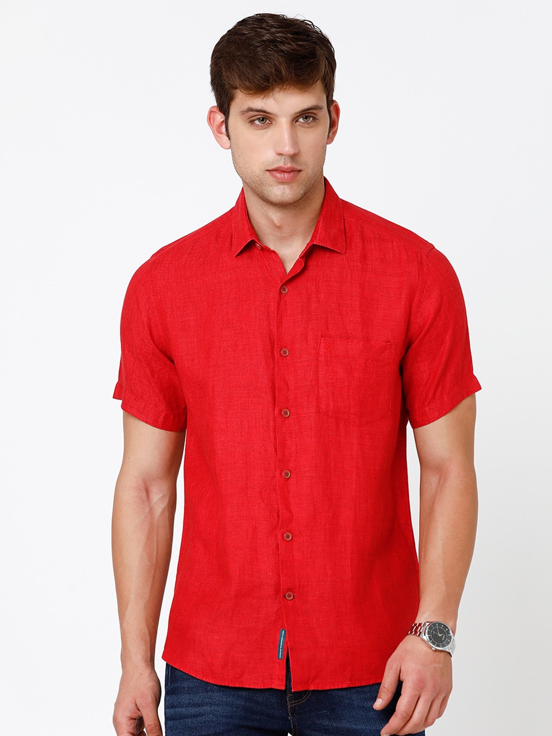

Linen Club Sustainable Casual Shirt, Red