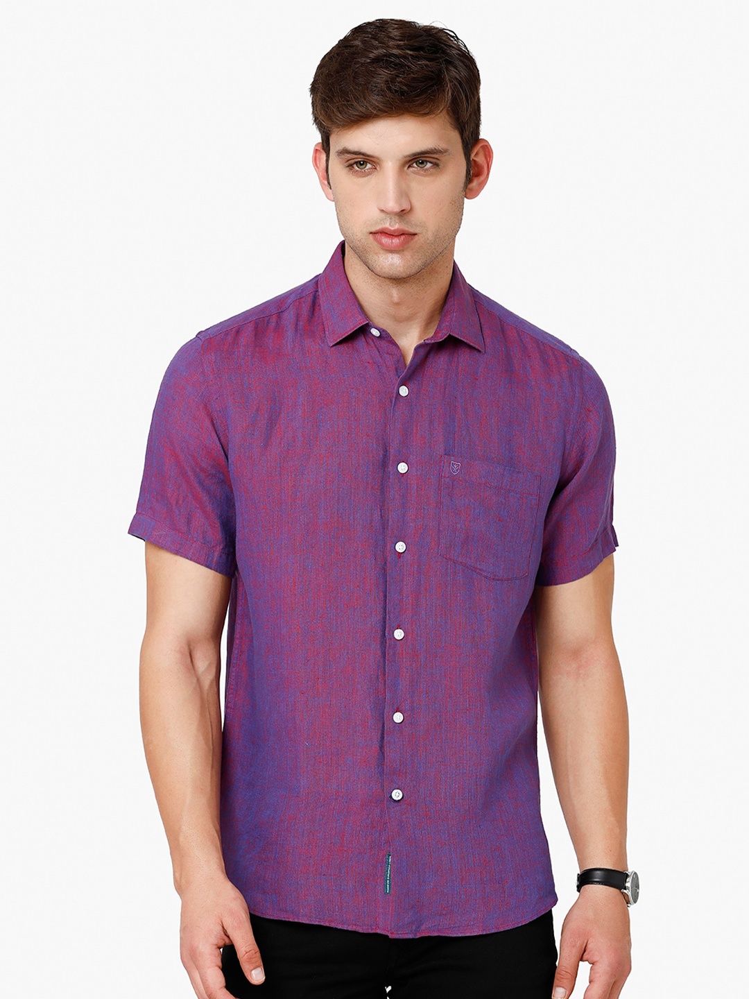 

Linen Club Sustainable Casual Shirt, Purple