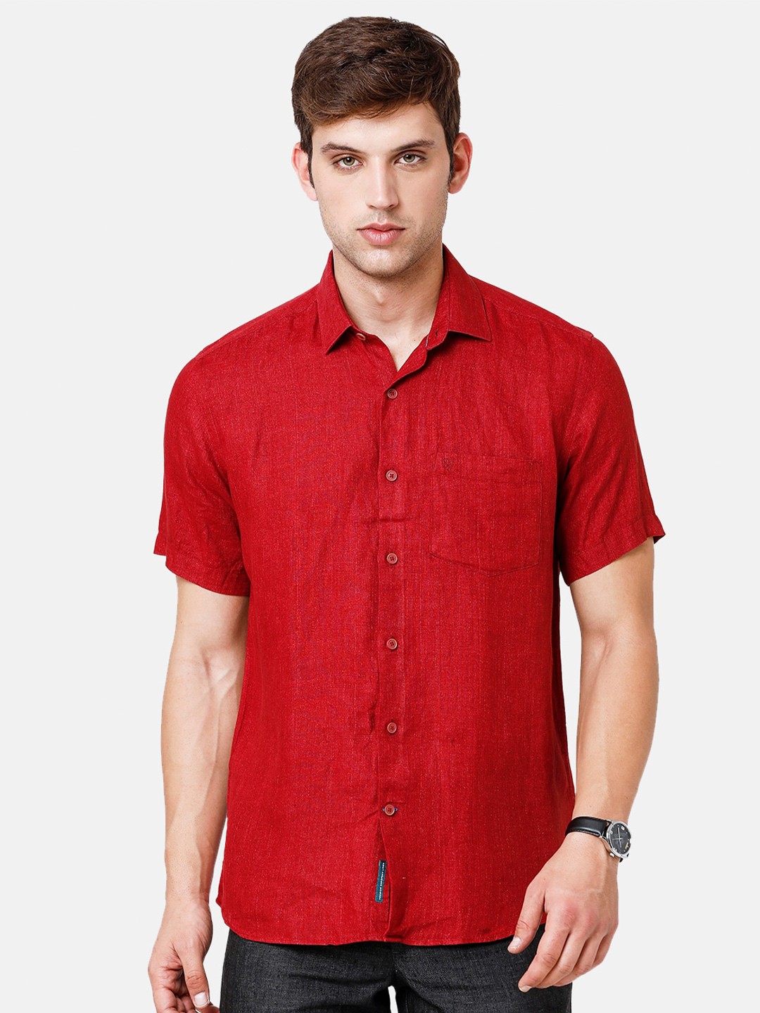 

Linen Club Sustainable Casual Shirt, Red