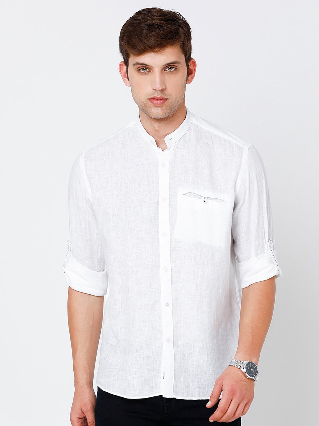 

Linen Club Men Linen Sustainable Casual Shirt, White