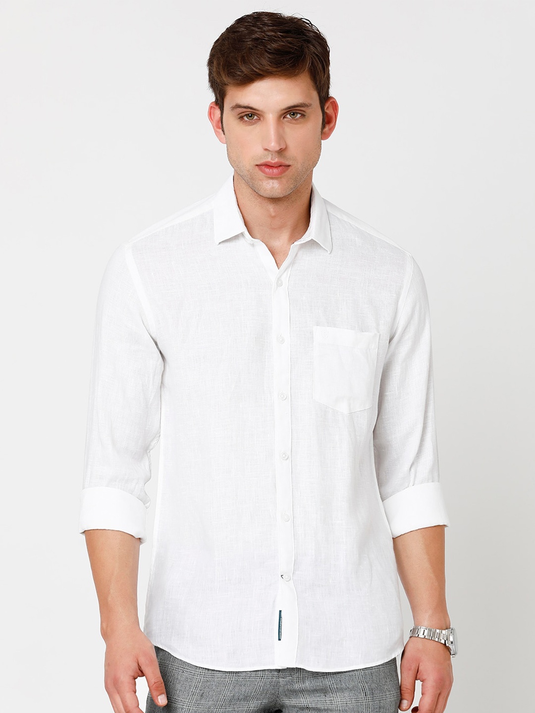 

Linen Club Men Linen Sustainable Casual Shirt, White