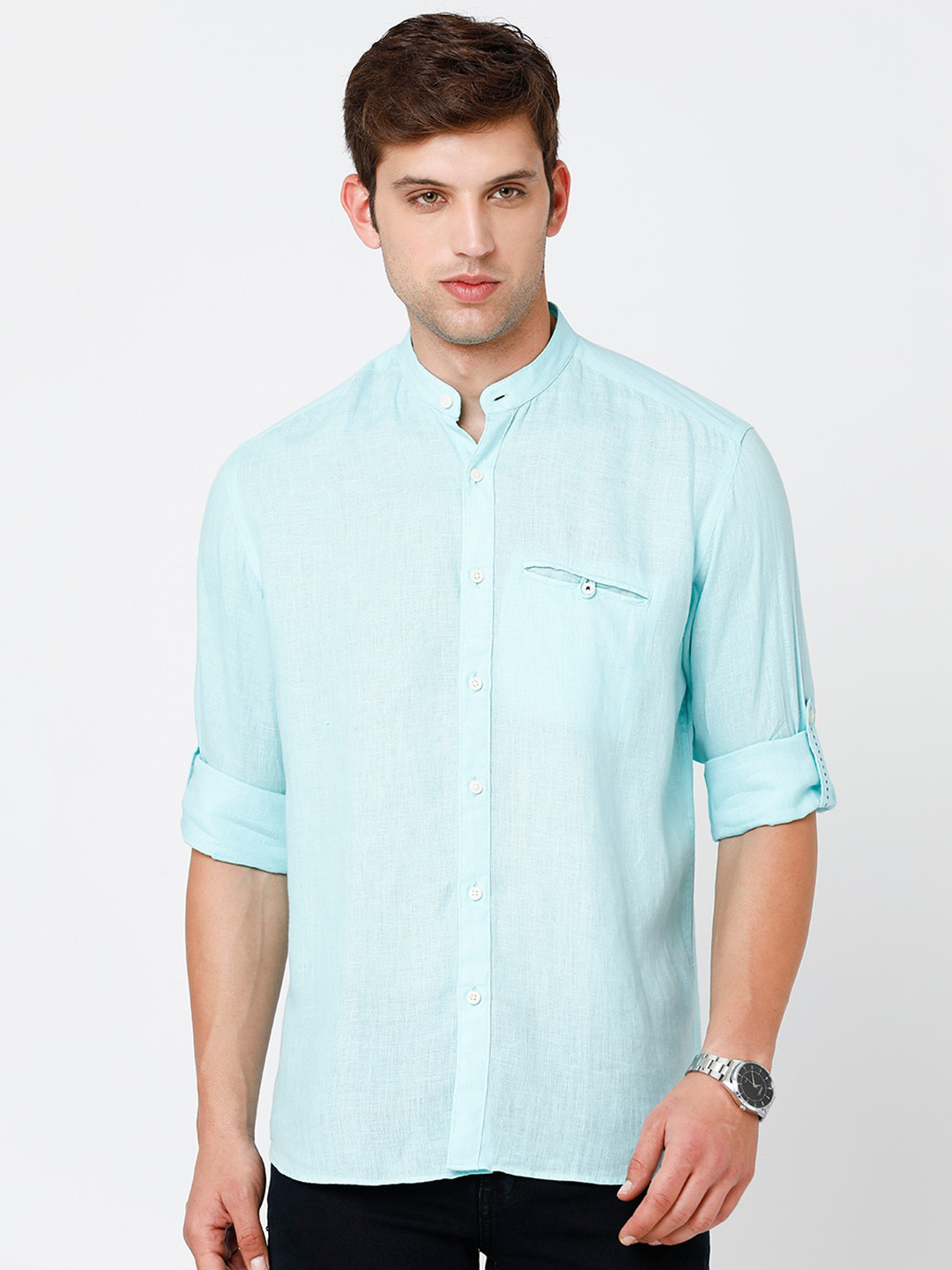 

Linen Club Men Linen Sustainable Casual Shirt, Blue