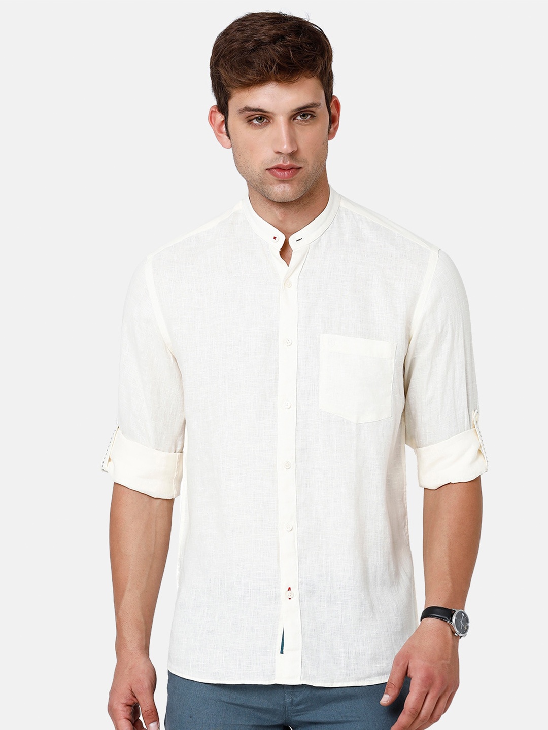 

Linen Club Men Linen Sustainable Casual Shirt, Off white