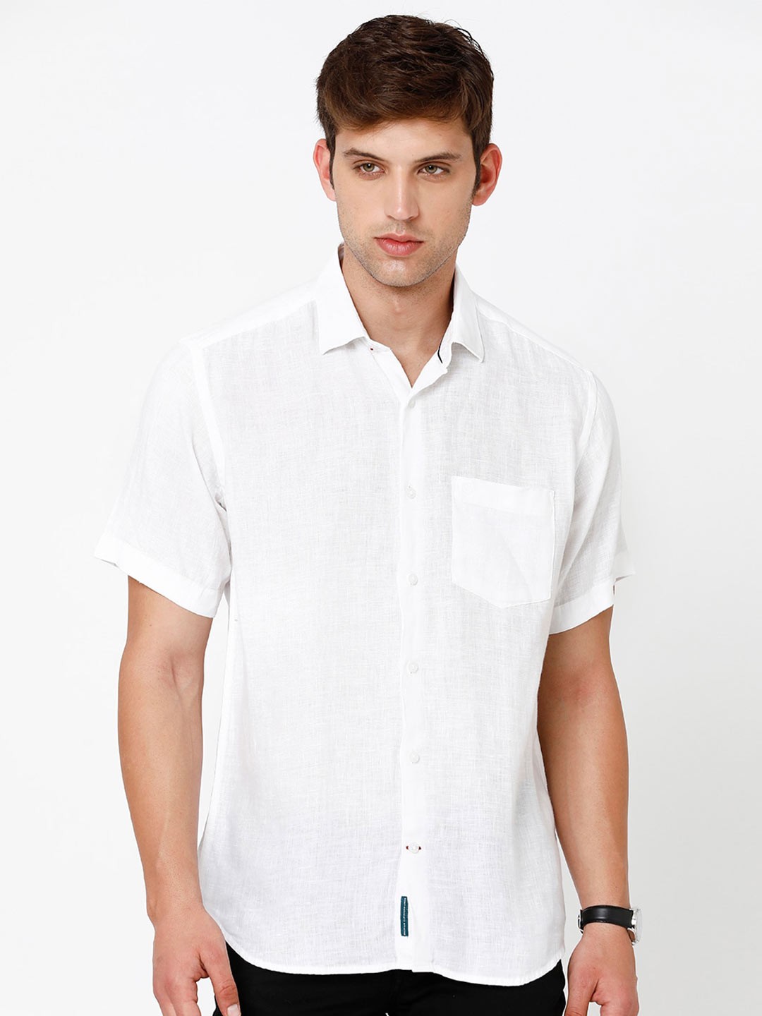 

Linen Club Men Regular Fit Linen Sustainable Casual Shirt, White
