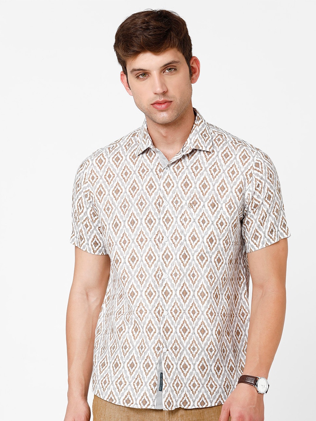 

Linen Club Men Printed Pure Linen Sustainable Casual Shirt, Multi