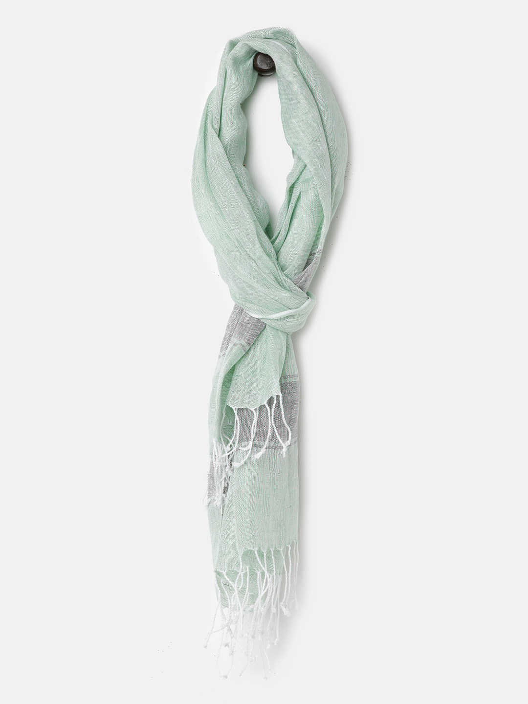 

Linen Club Women Striped Pure Linen Stole, Green