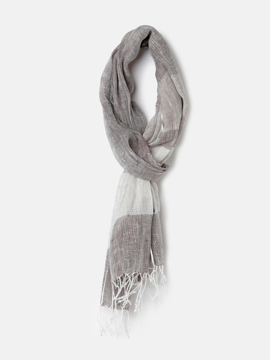 

Linen Club Women Striped Pure Linen Stole, Grey