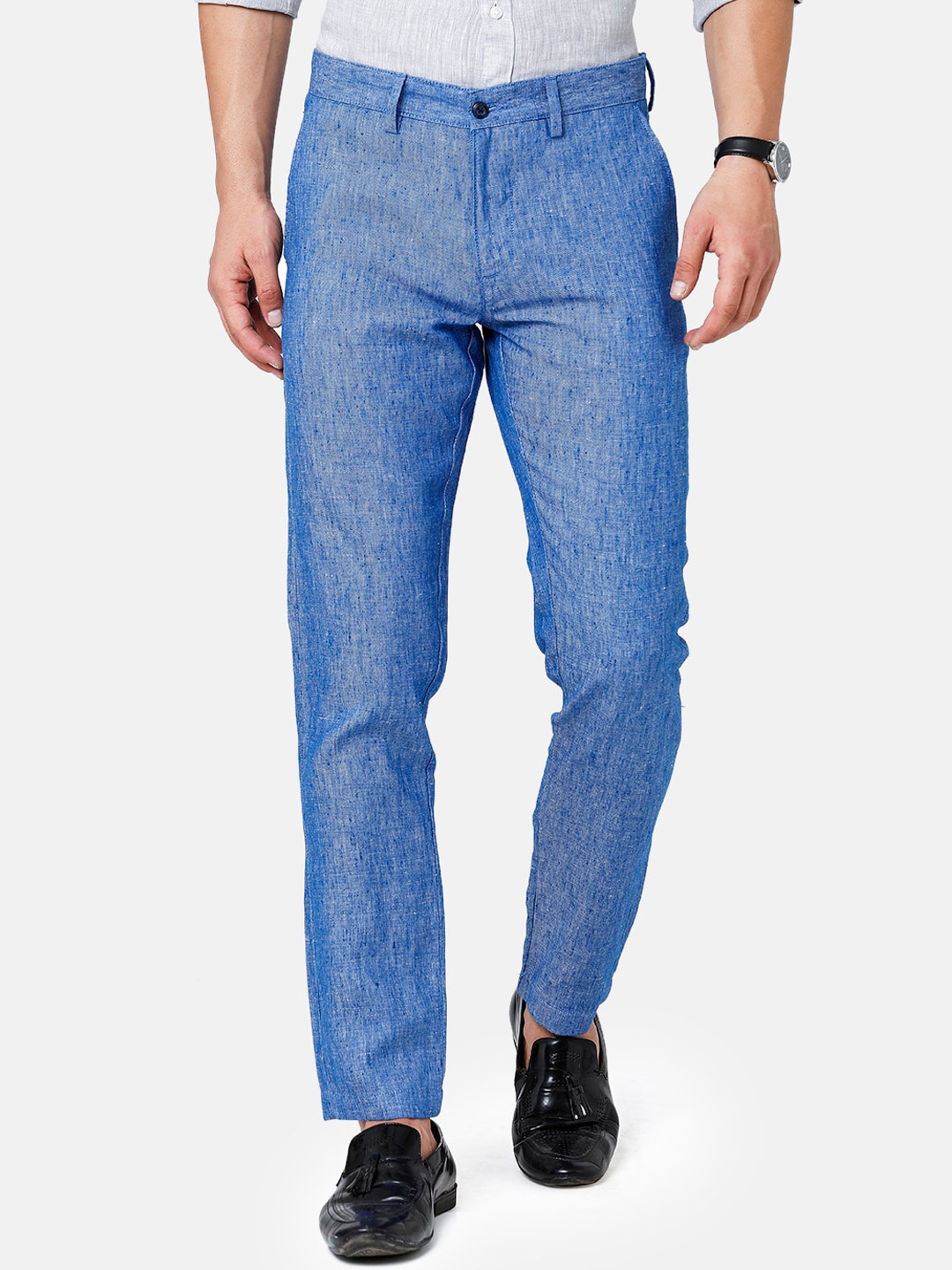 

Linen Club Men Slim Fit Chinos Sustainable Trousers, Blue