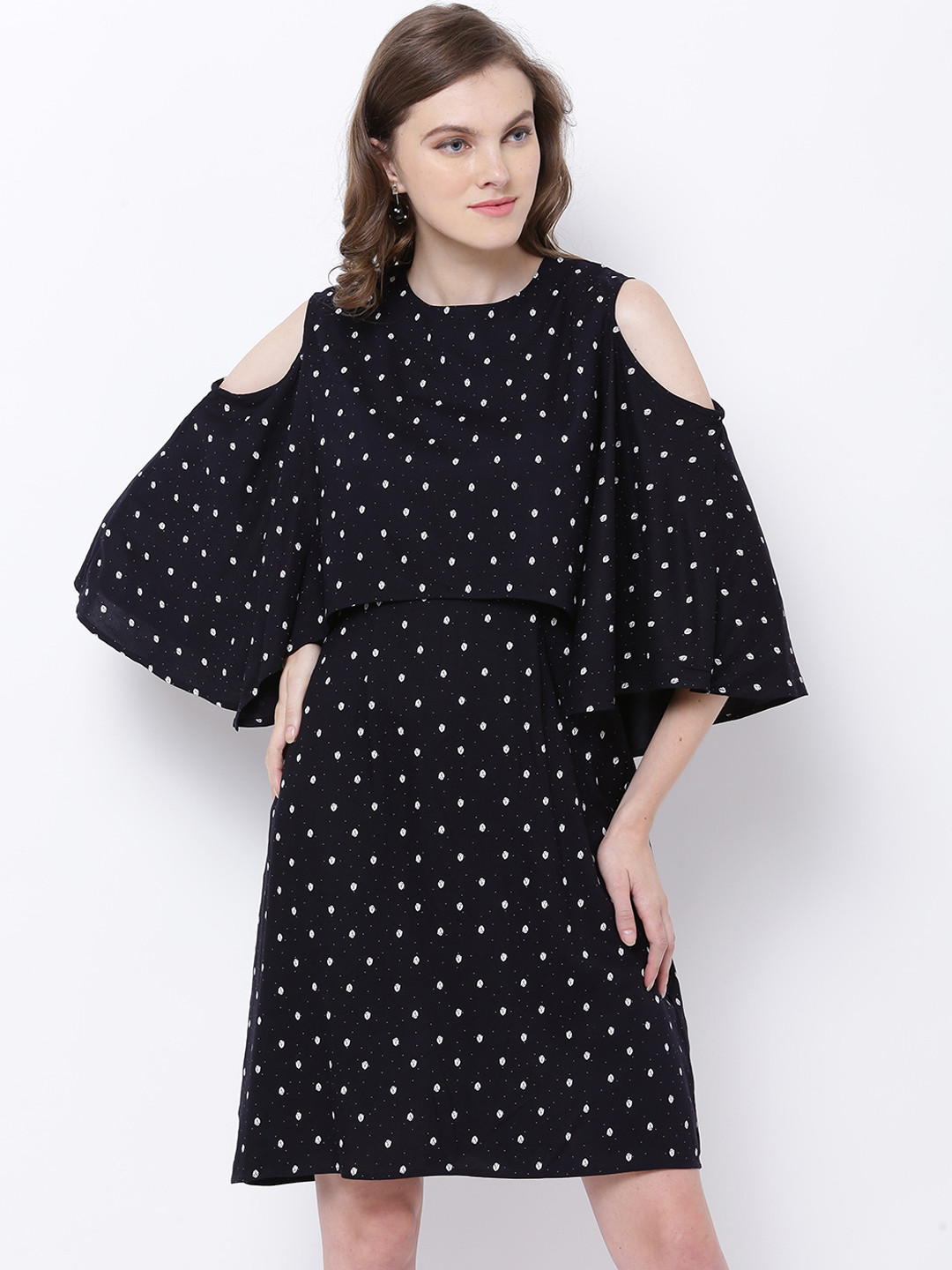 

Tokyo Talkies Women Black Printed A-Line Dress