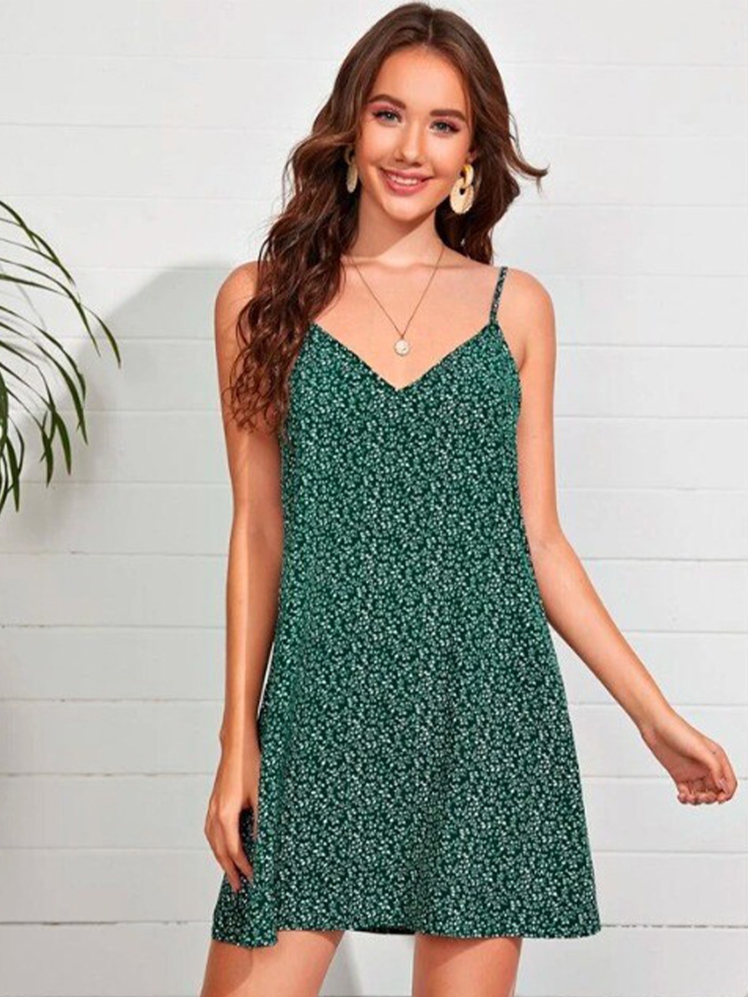 

La Aimee Floral A-Line Dress, Green