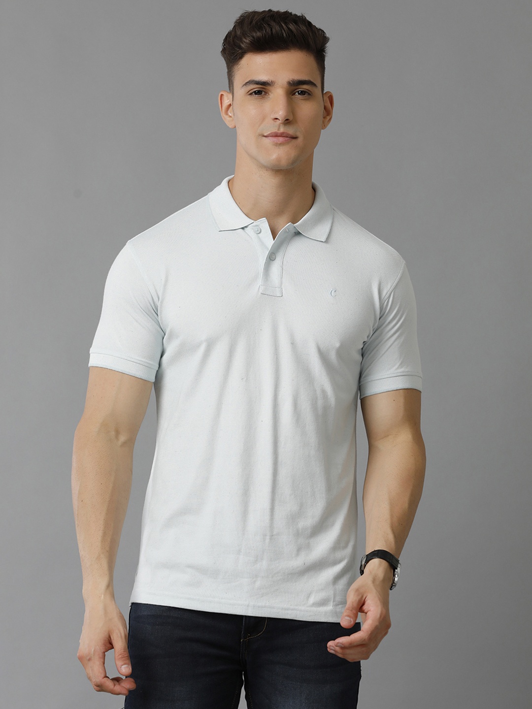 

CAVALLO by Linen Club Men Polo Collar T-shirt, Sea green