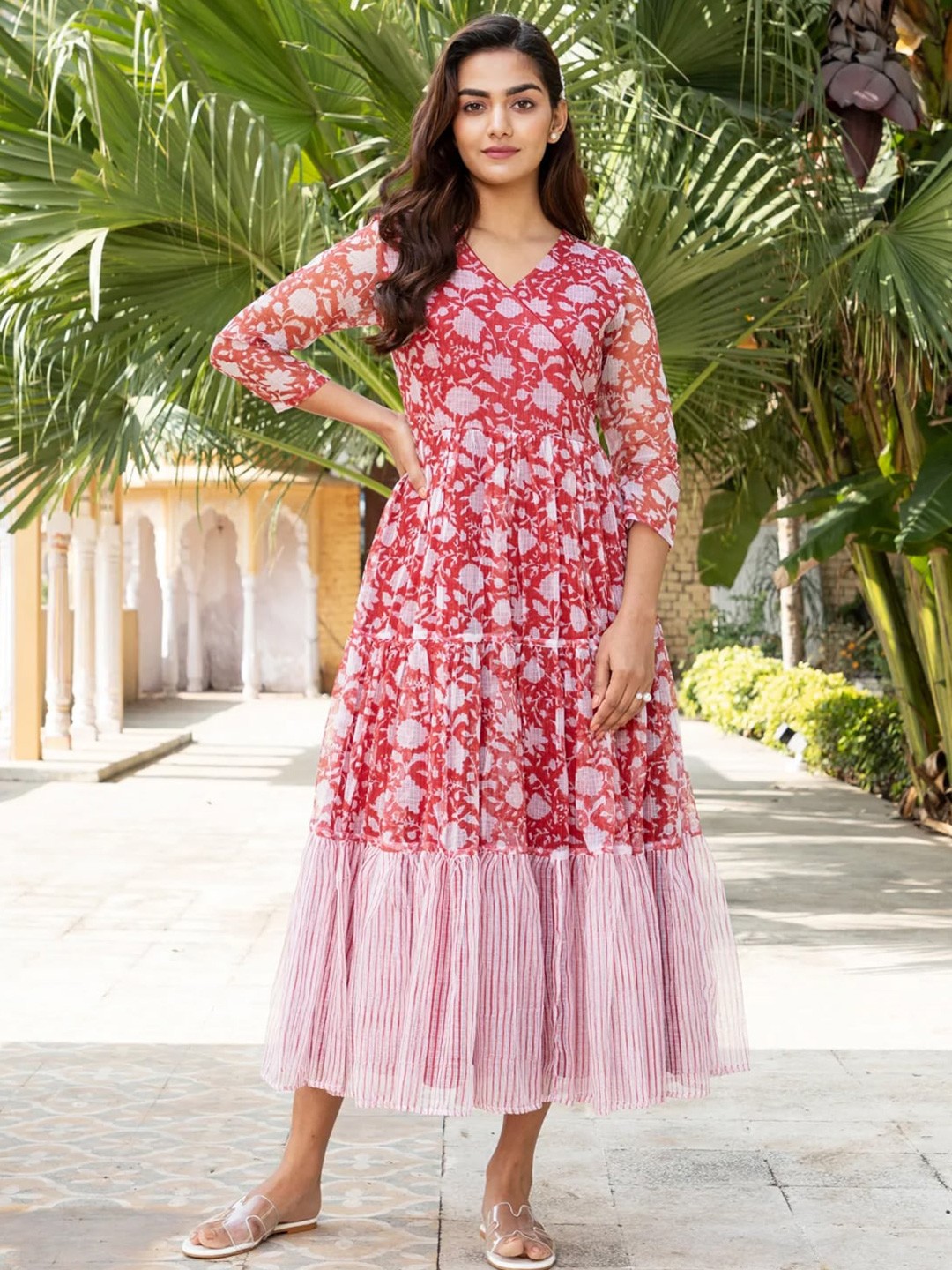 

Ambraee Floral Printed Midi Dress, Red