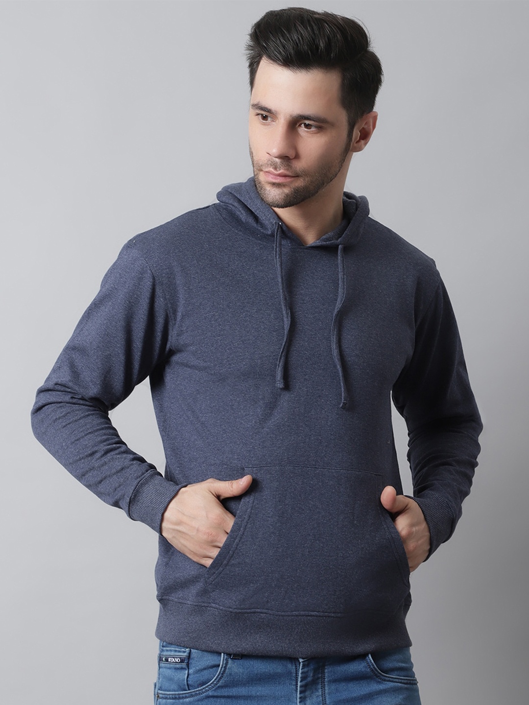 

Style Quotient Men Cotton Hooded Sweatshirt, Navy blue