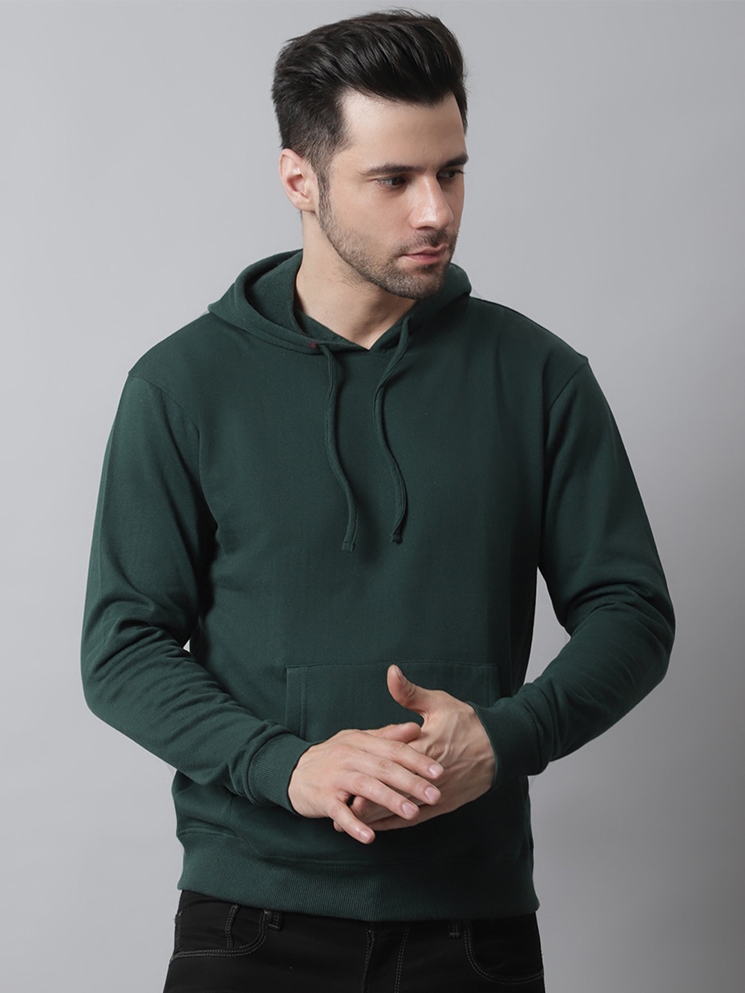 

Style Quotient Men Cotton Hooded Sweatshirt, Green