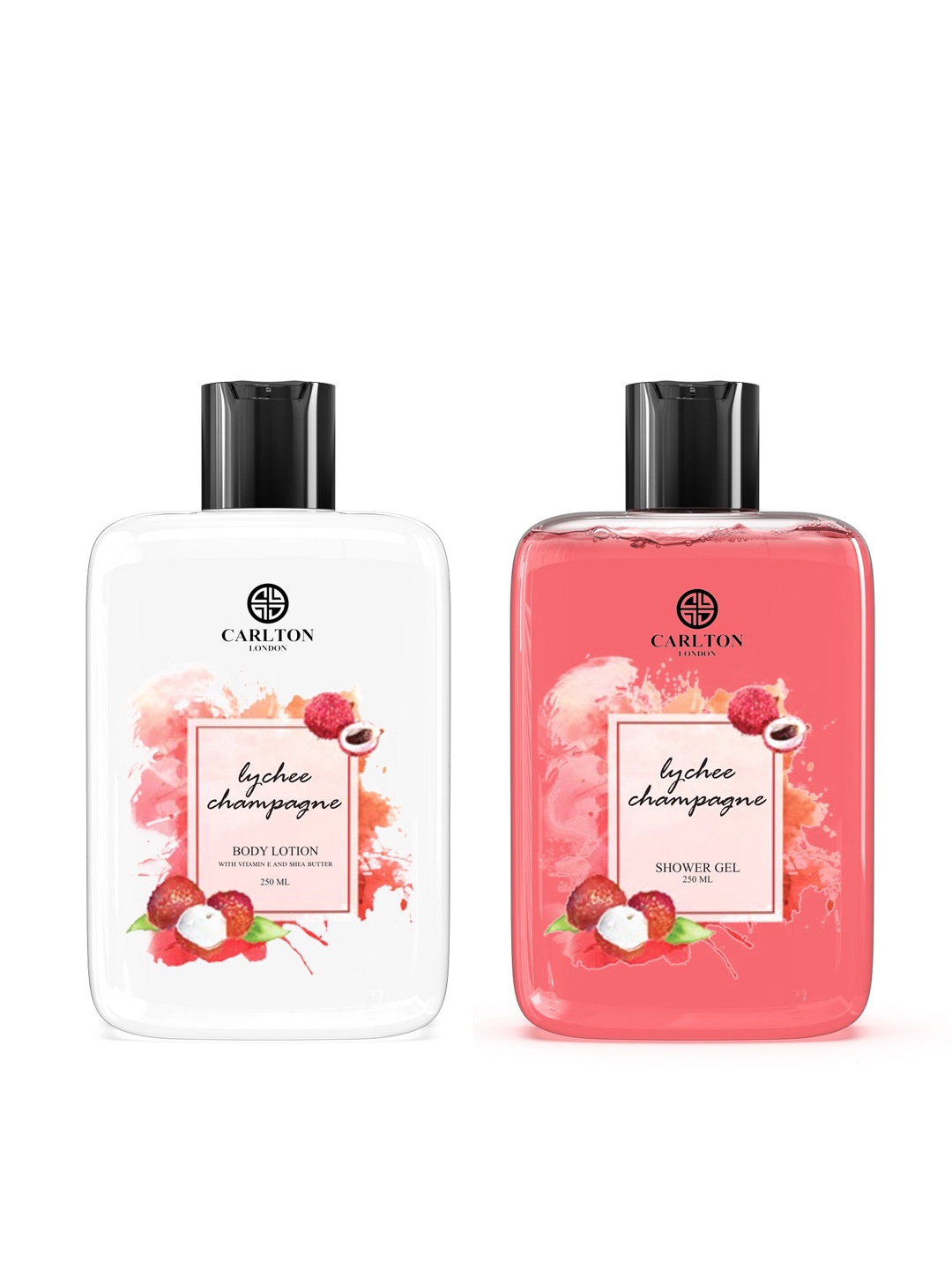 

Carlton London Set of Lychee Champagne Shower Gel & Body Lotion - 250ml each, White