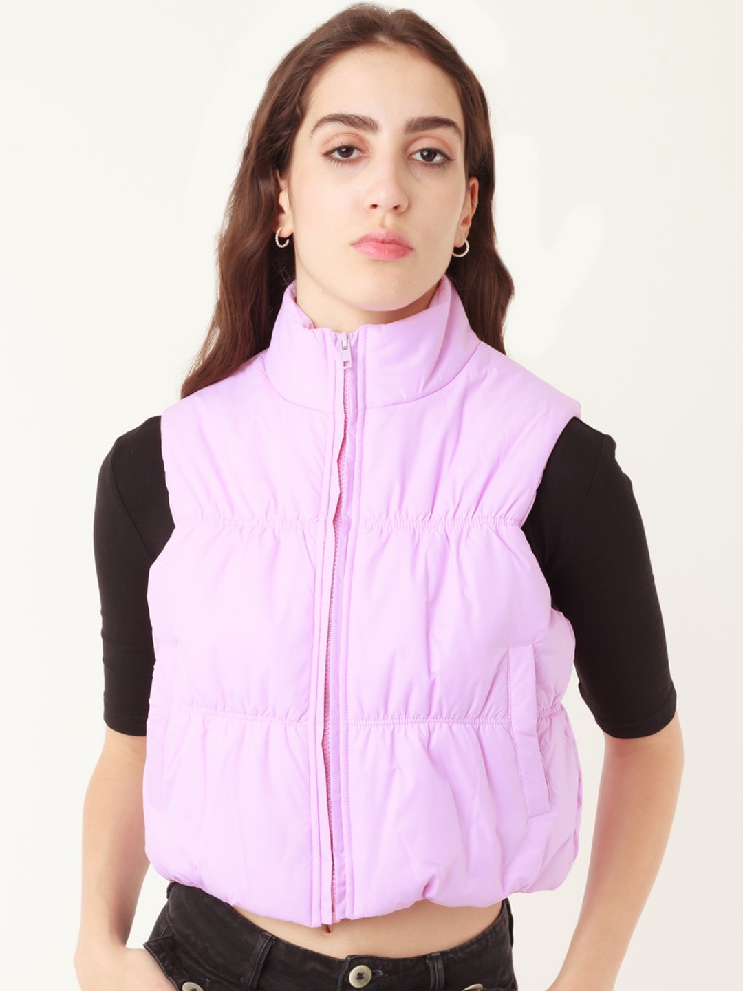 

zink Z Women Crop Puffer Jacket, Purple