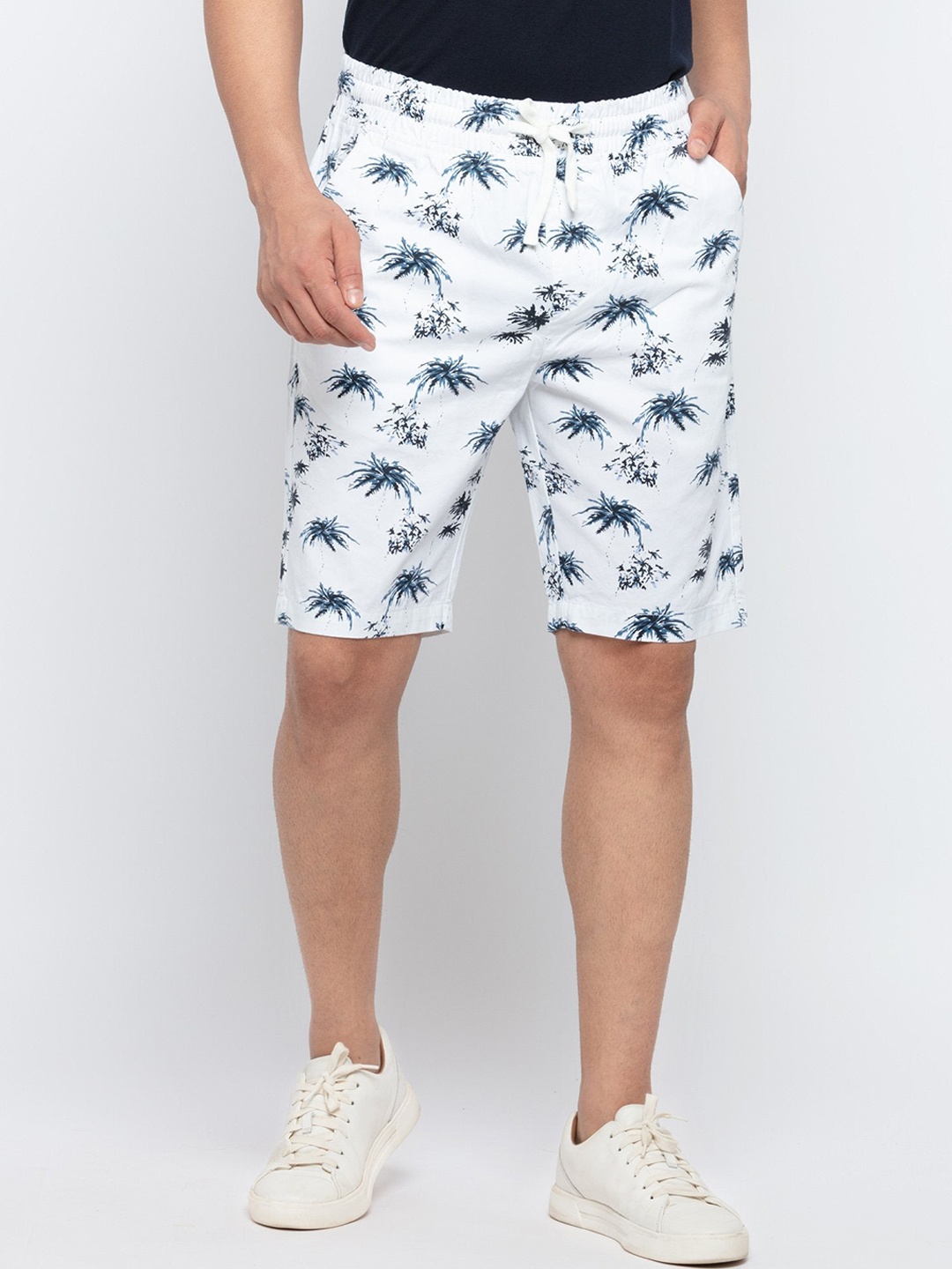 

Status Quo Men Conversational Printed Cotton Shorts, White