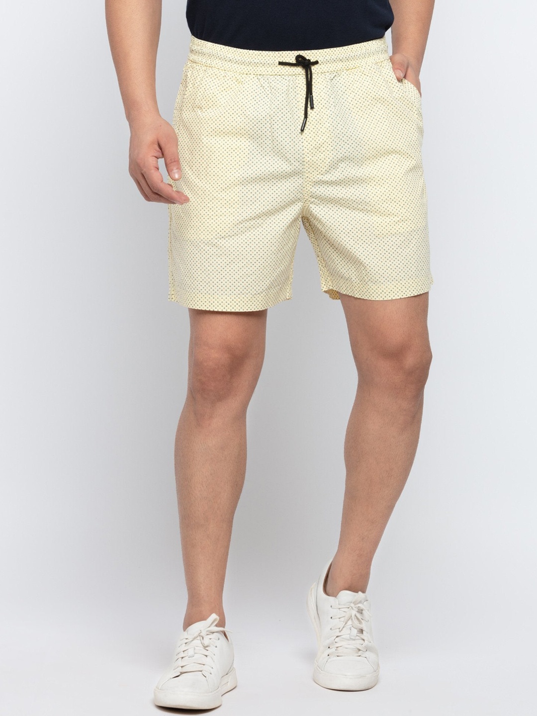 

Status Quo Men Geometric Printed Cotton Shorts, Yellow