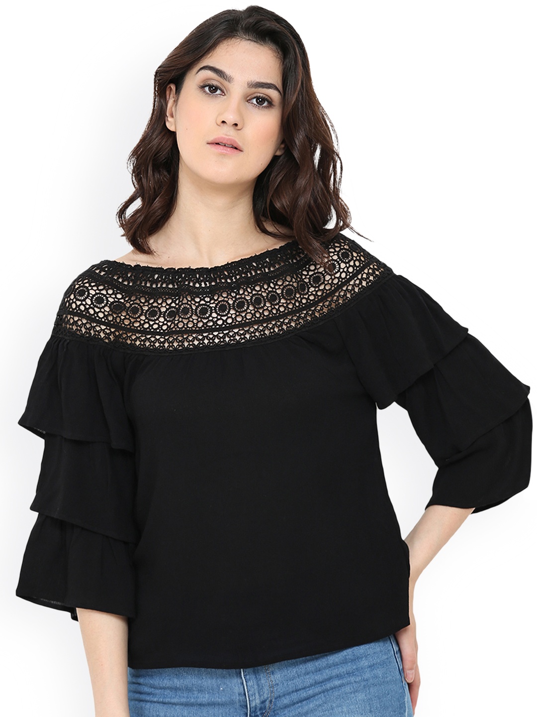 

Trend Arrest Women Black Self Design Top