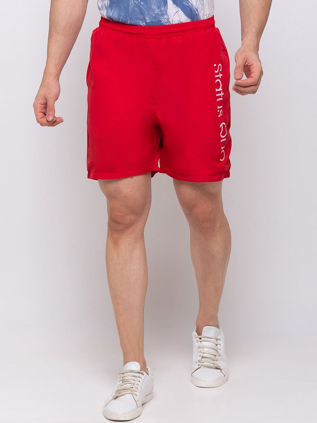 

Status Quo Men Printed Regular Fit Sports Shorts, Red