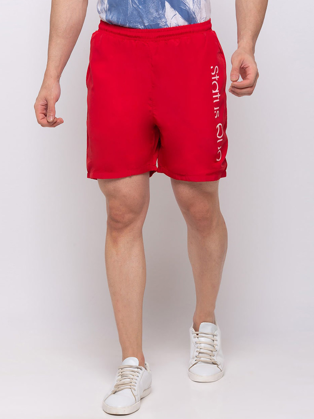

Status Quo Men Printed Regular Fit Sports Shorts, Red