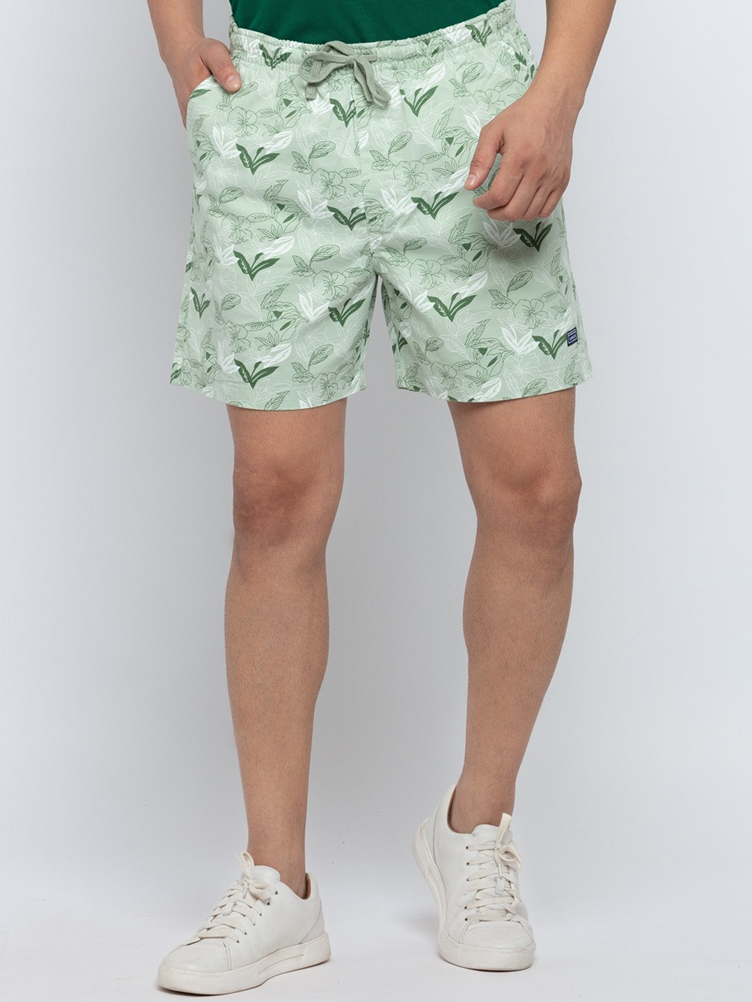 

Status Quo Men Conversational Printed Cotton Shorts, Green