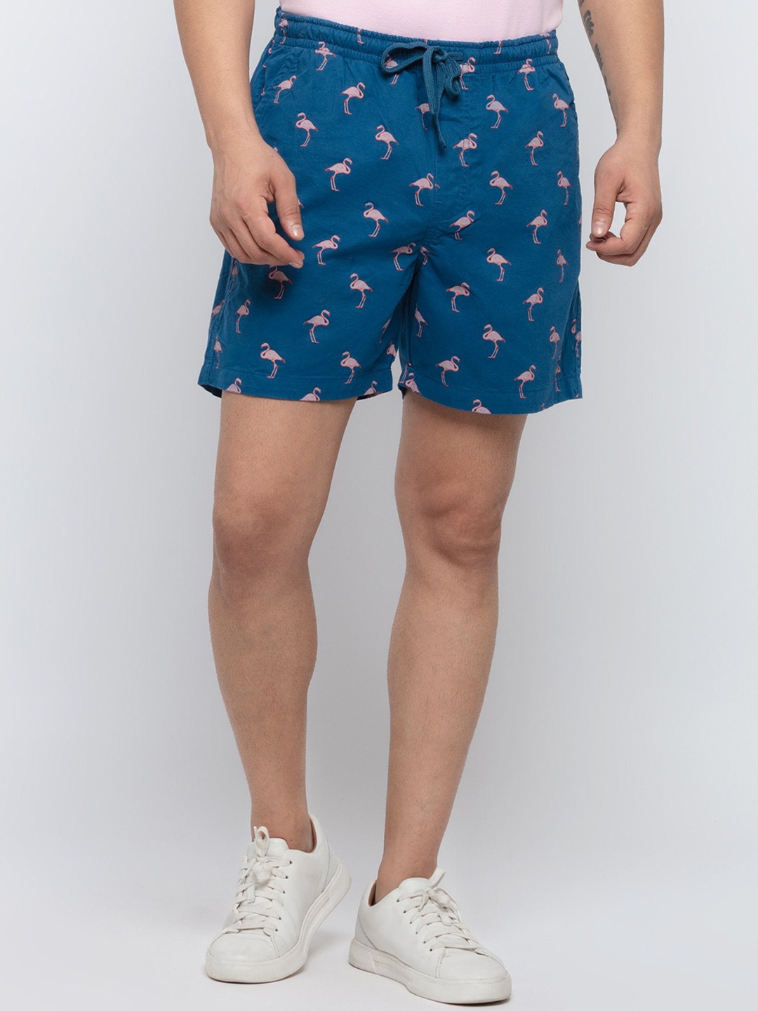 

Status Quo Men Conversational Printed Cotton Shorts, Blue