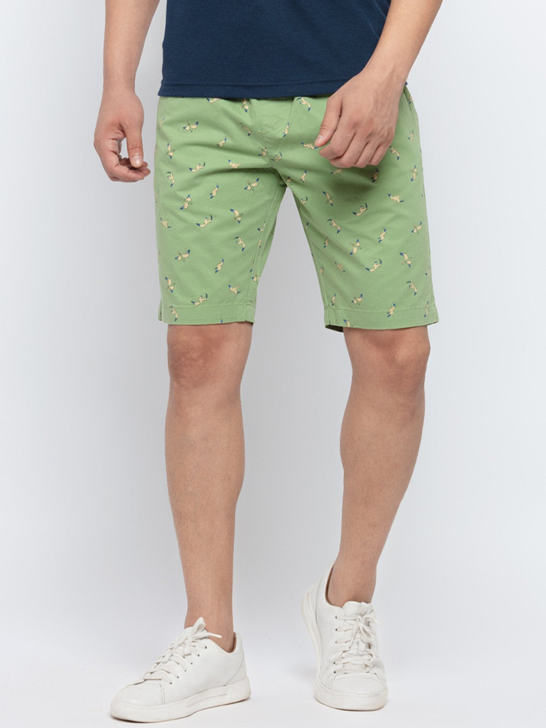 

Status Quo Men Conversational Printed Cotton Shorts, Green