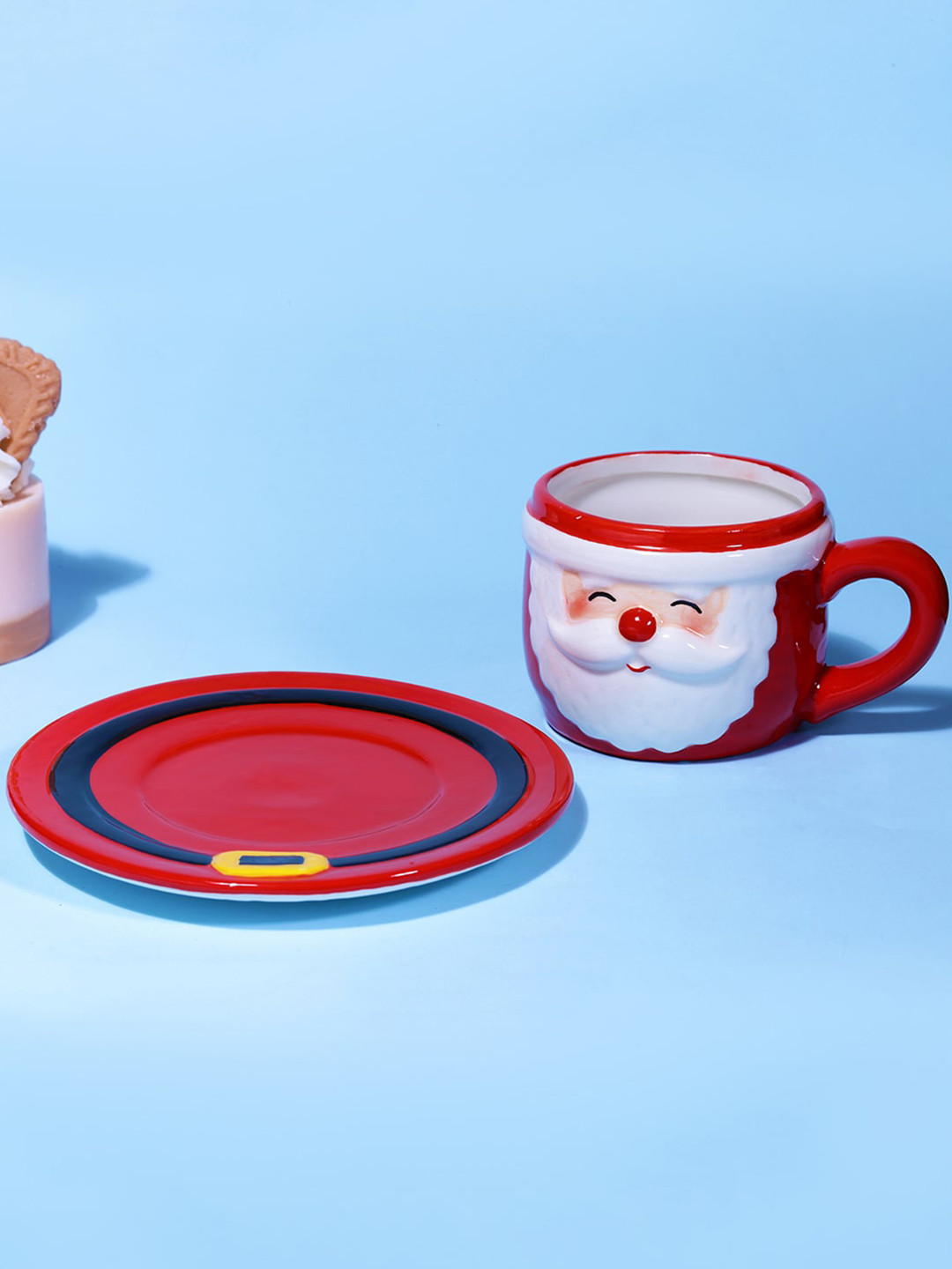 

A Vintage Affair- Home Decor christmas Red & White Santa Claus Ceramic Cup & Saucer 250 ml