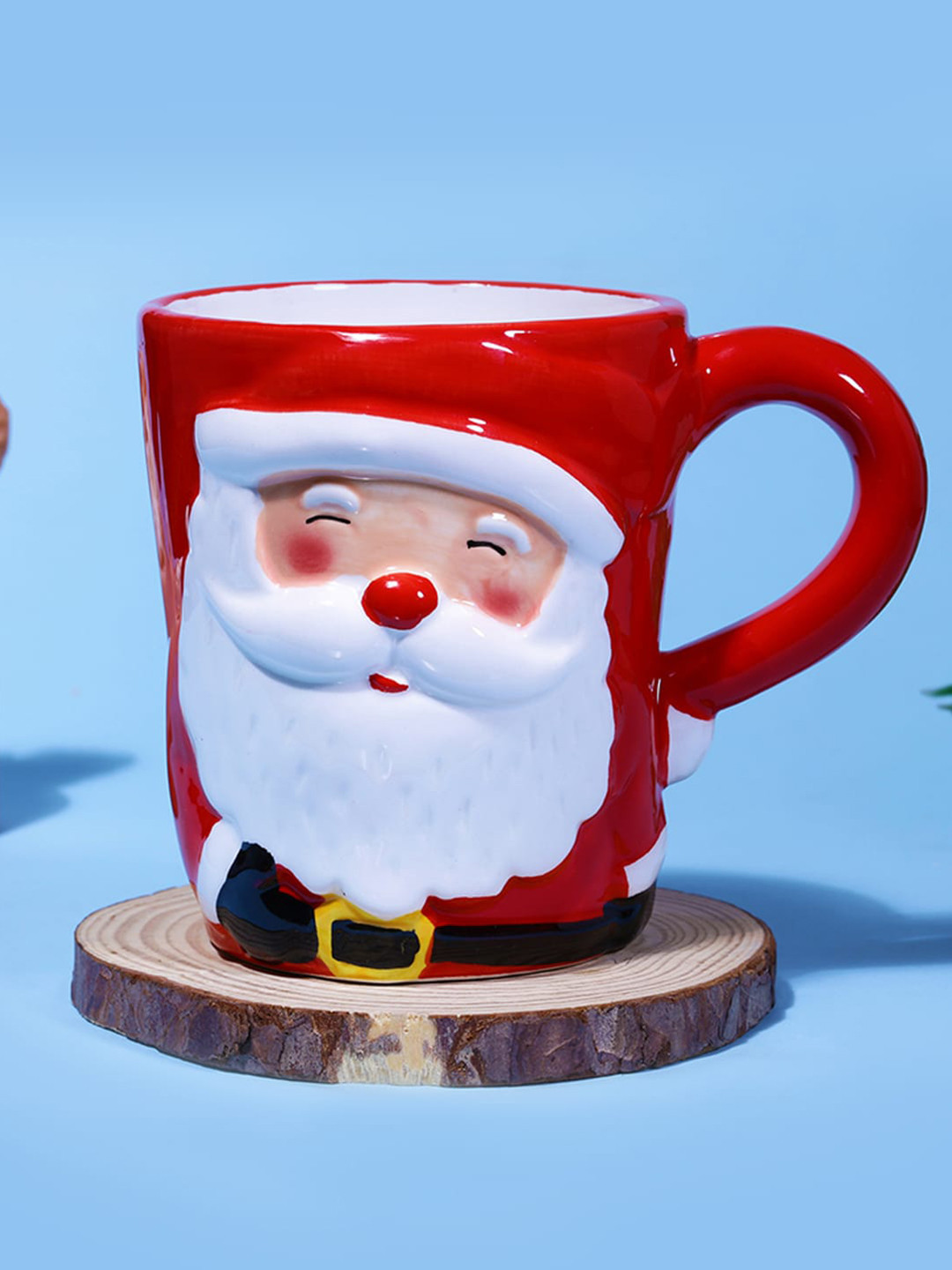 

A Vintage Affair- Home Decor Red & White Textured Ceramic Santa Claus Glossy Mug 250 ml