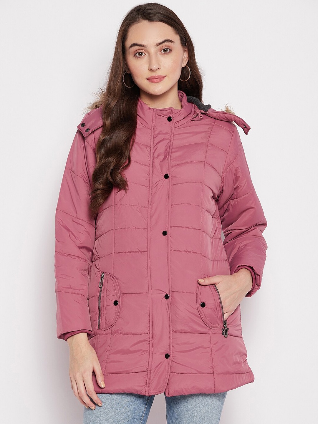 

Duke Women Polyester Longline Padded Jacket, Pink