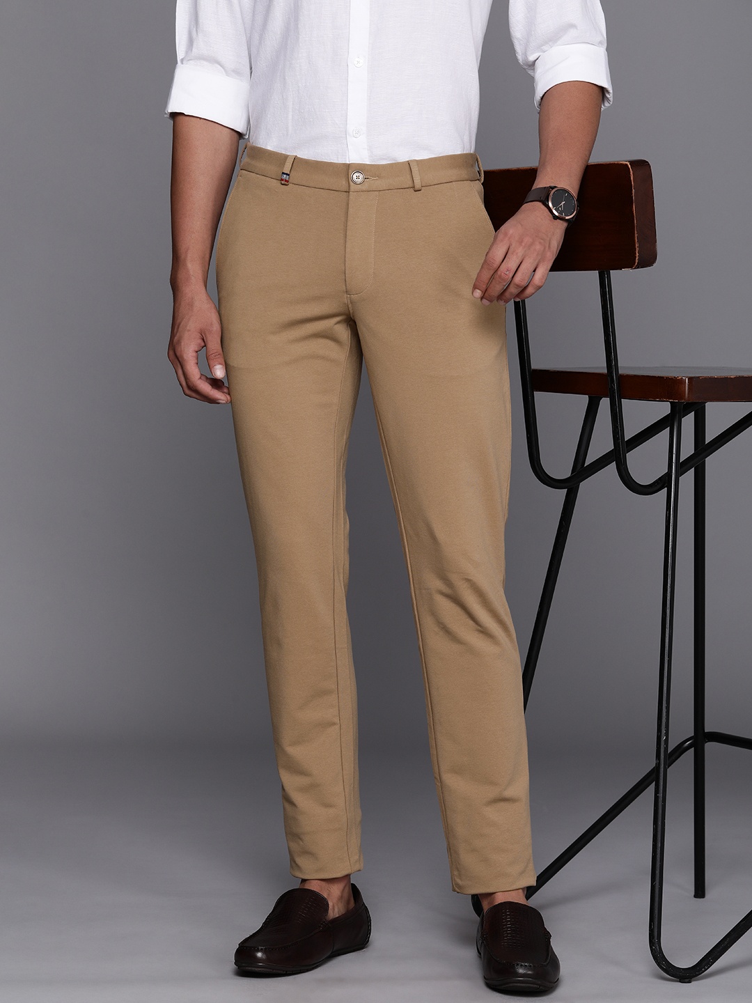 

Louis Philippe Sport Men Slim Fit Low-Rise Chinos Trousers, Khaki