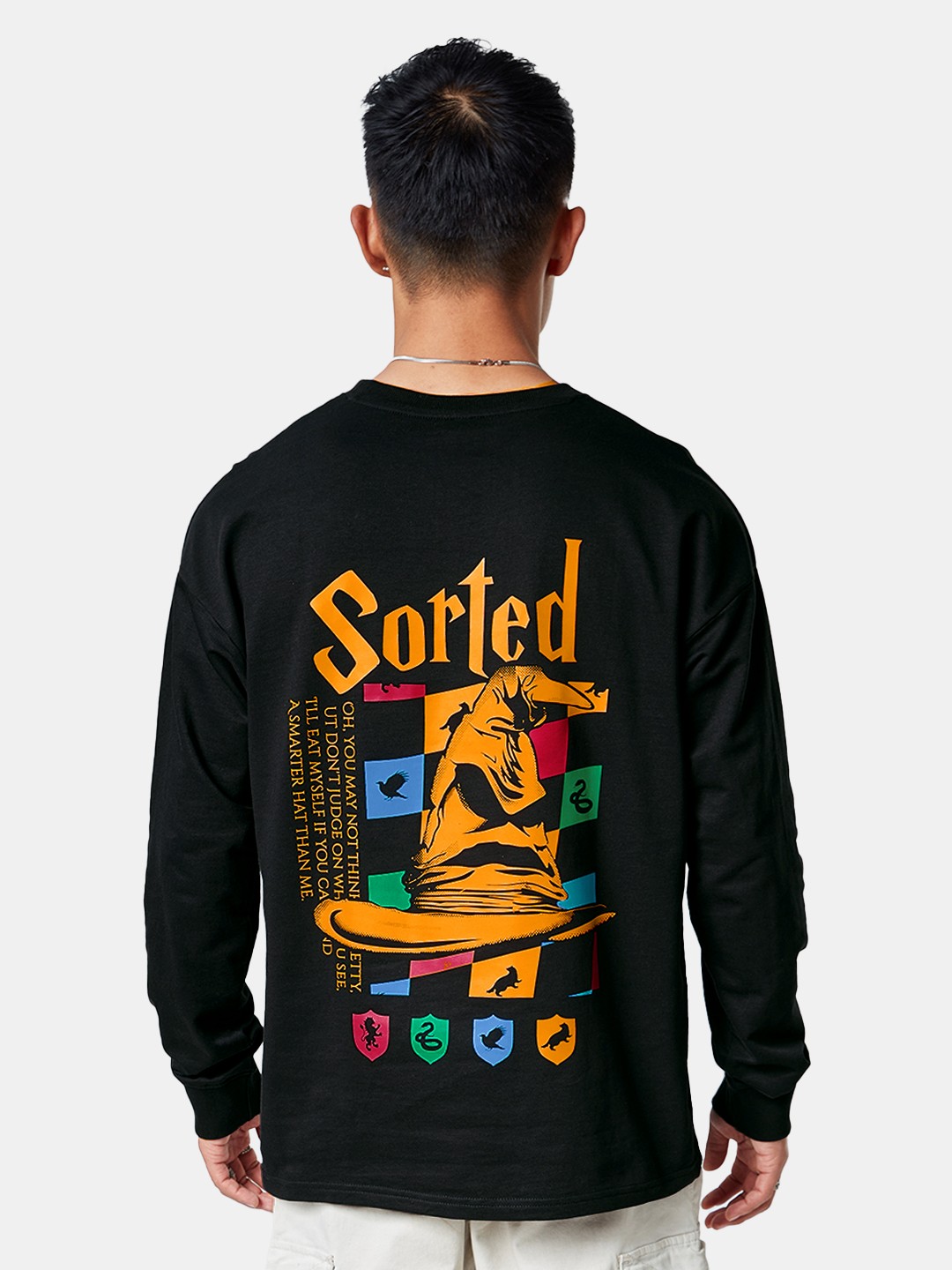 

The Souled Store Men Printed Oversized Pure Cotton Oversized T-Shirt, Black