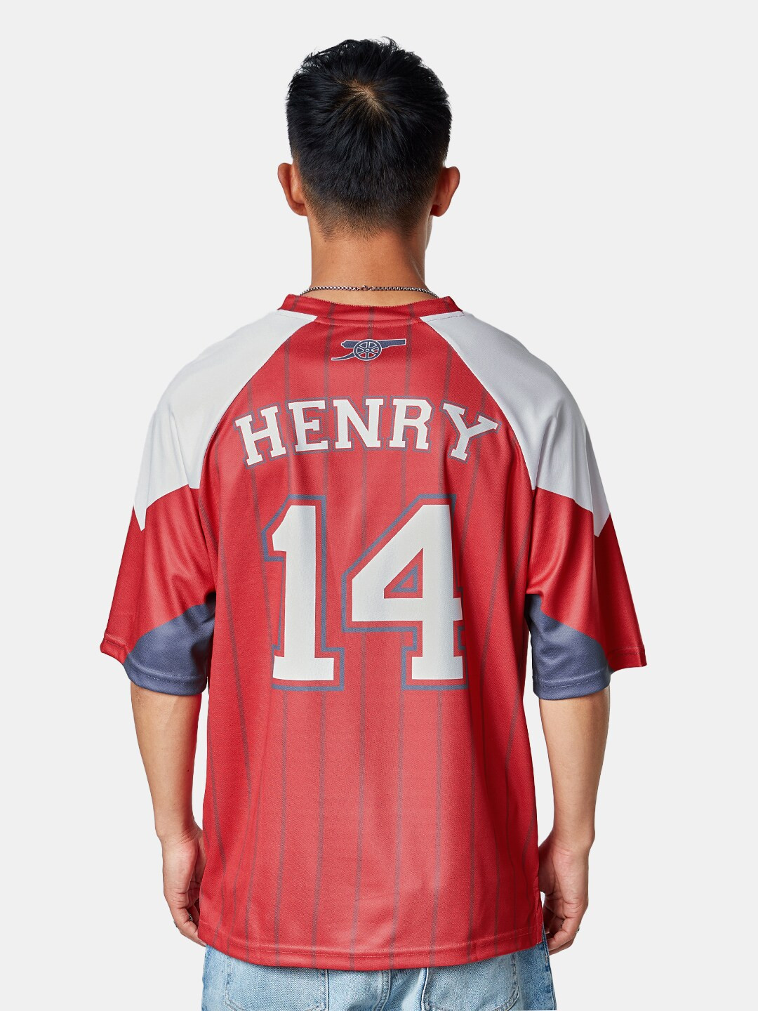

The Souled Store Arsenal FC Henry 14 Printed V-Neck Oversized T-Shirt, Red