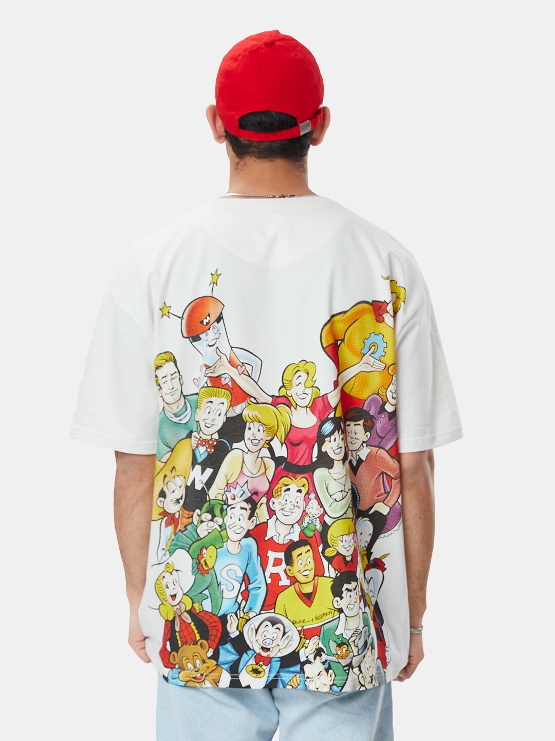 

The Souled Store Men Archie Printed Drop-Shoulder Sleeves Oversized T-Shirt, White