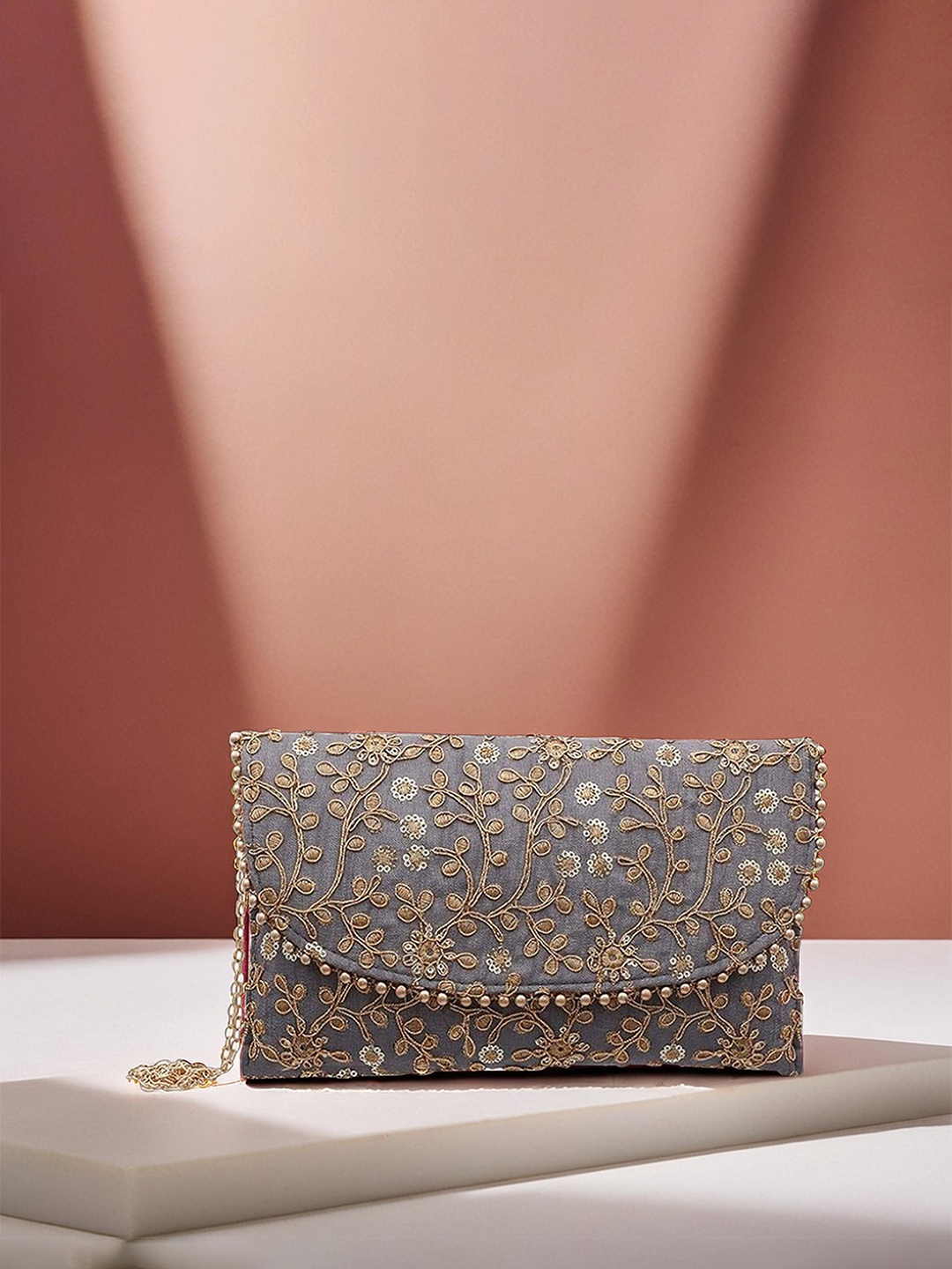 

Kuber Industries Embellished Envelope Clutch, Grey