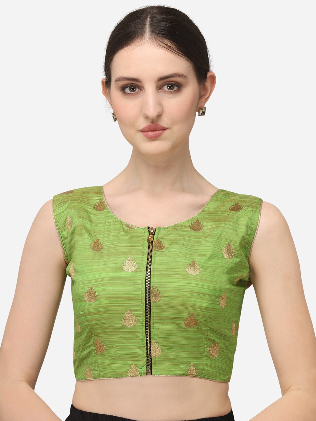 

Fab Dadu Women Printed Embroidered Saree Blouse, Green