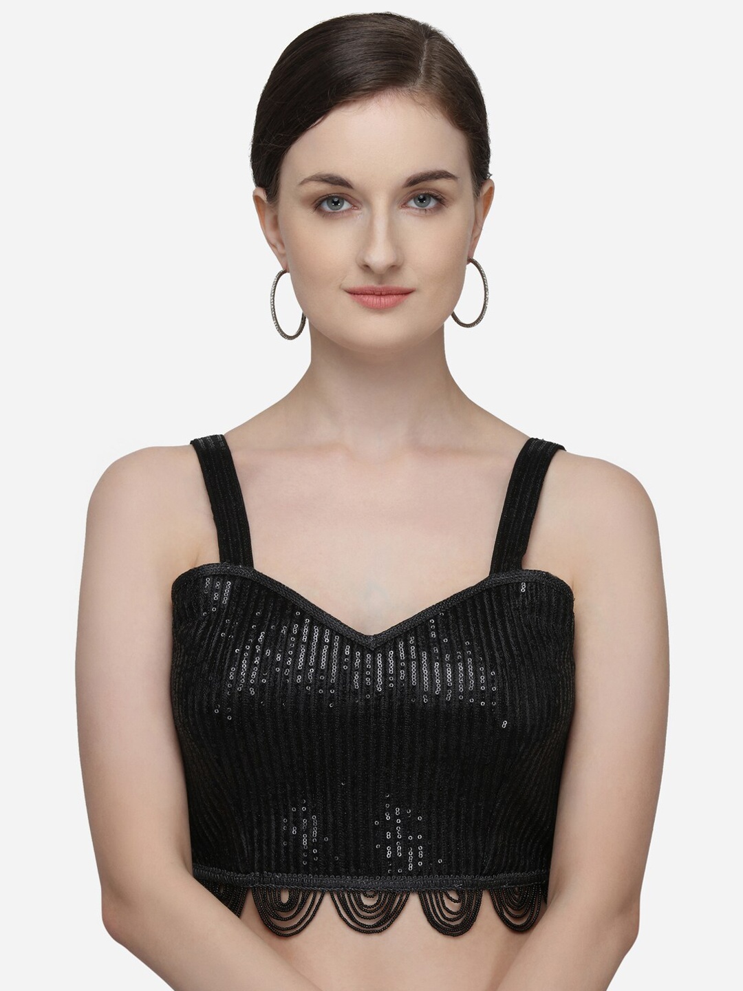 

Fab Dadu Embellished Saree Blouse, Black