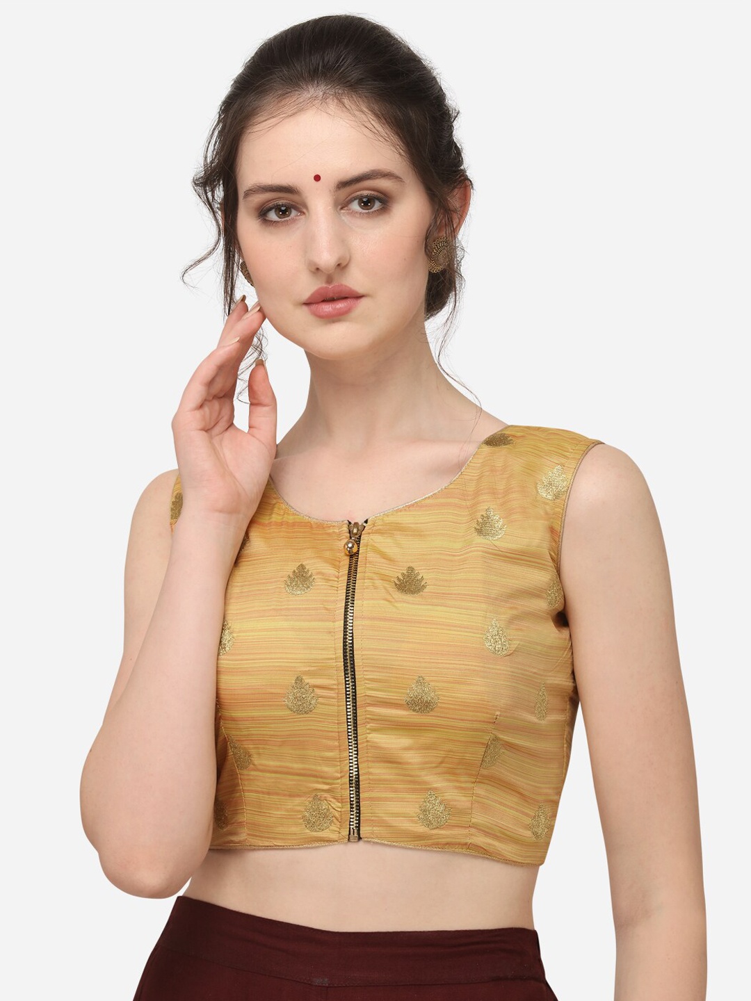

Fab Dadu Embroidered Saree Blouse, Yellow