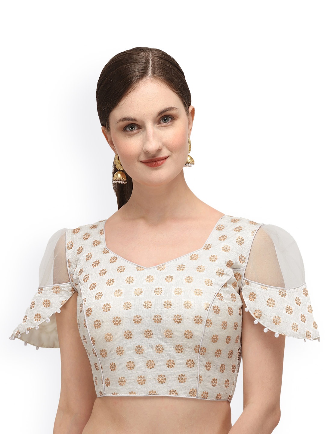 

Fab Dadu Woven Design Saree Blouse, Off white