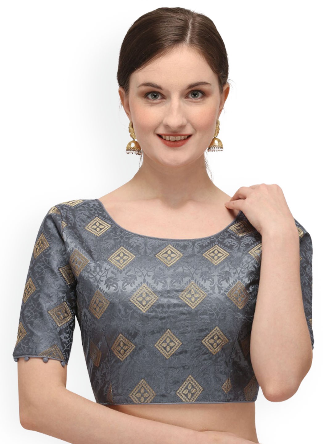 

Fab Dadu Woven Design Saree Blouse, Grey