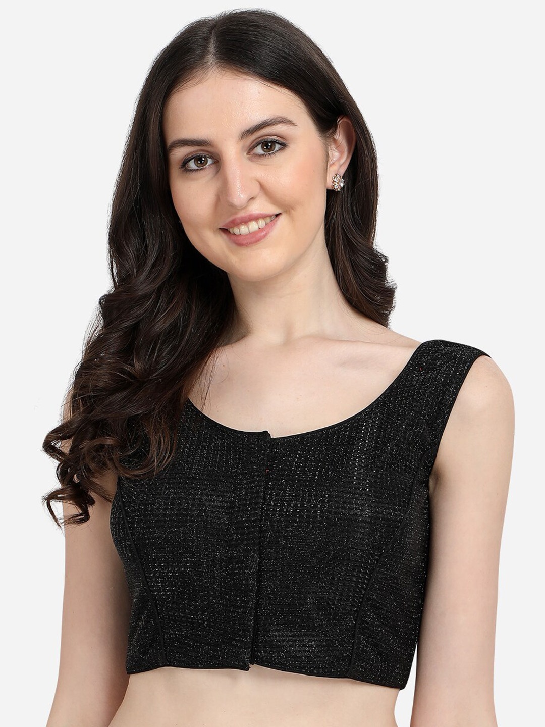 

Fab Dadu Self Design Silk Saree Blouse, Black