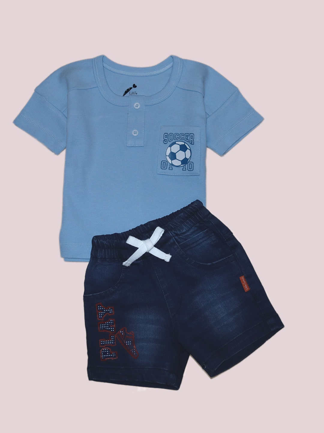

Little Carrot Boys Printed Cotton T-shirt with Shorts Clothing Set, Blue