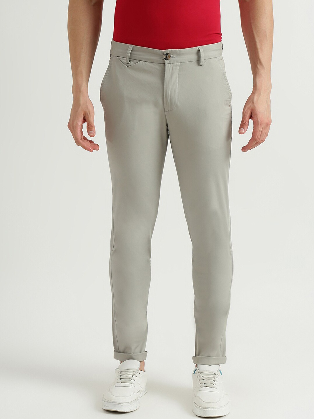 

United Colors of Benetton Men Mid Rise Cotton Slim Fit Trouser, Cream